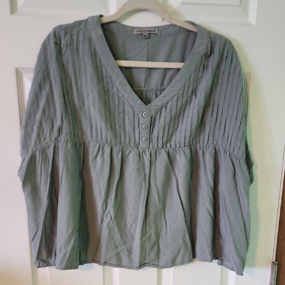 Wishlist Sage Green V-Neck Blouse Size M/L- Lowest Price